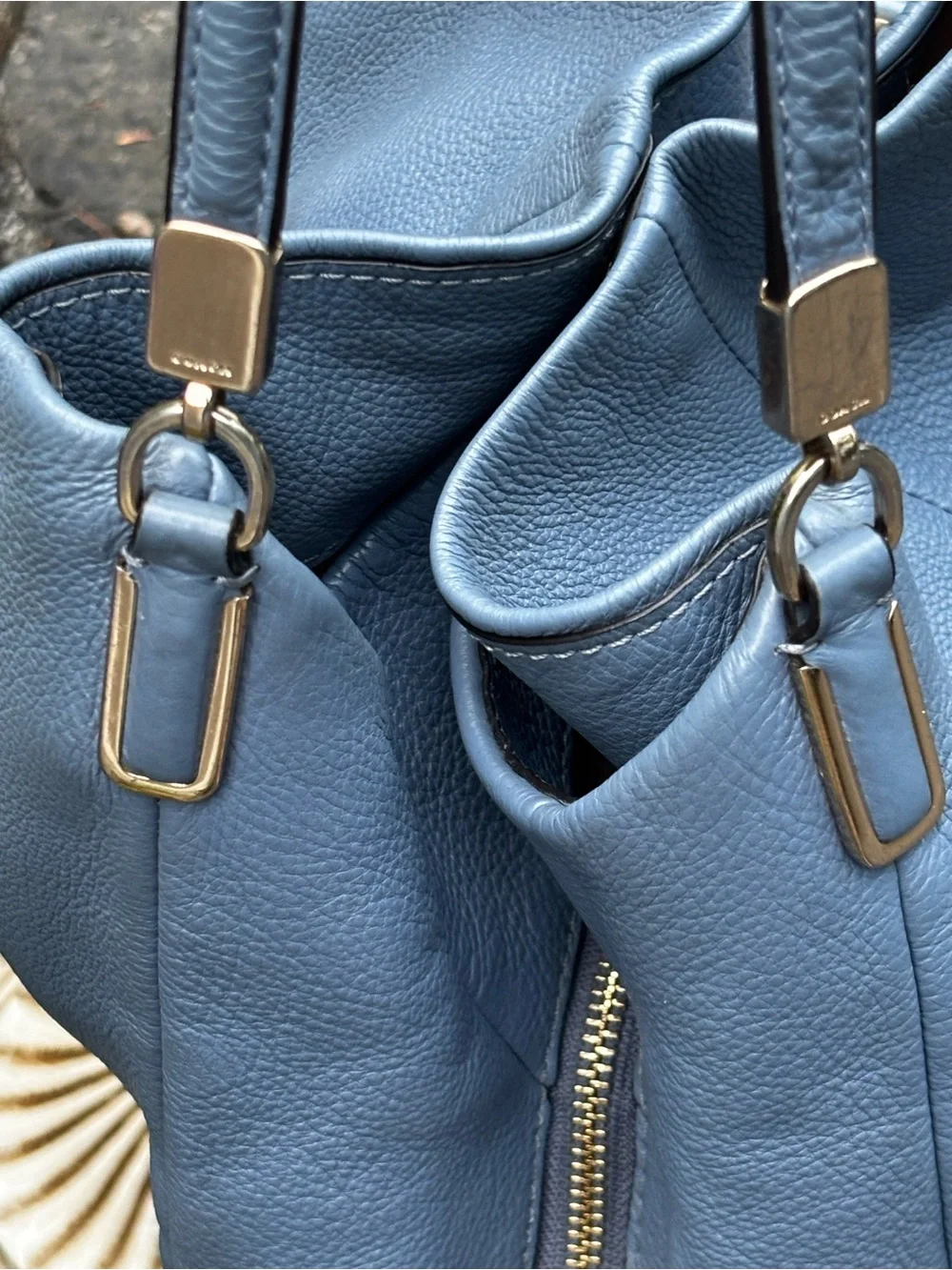 COACH Madison Small Phoebe Blue Pebbled Leather Shoulder Bag Hobo 26224